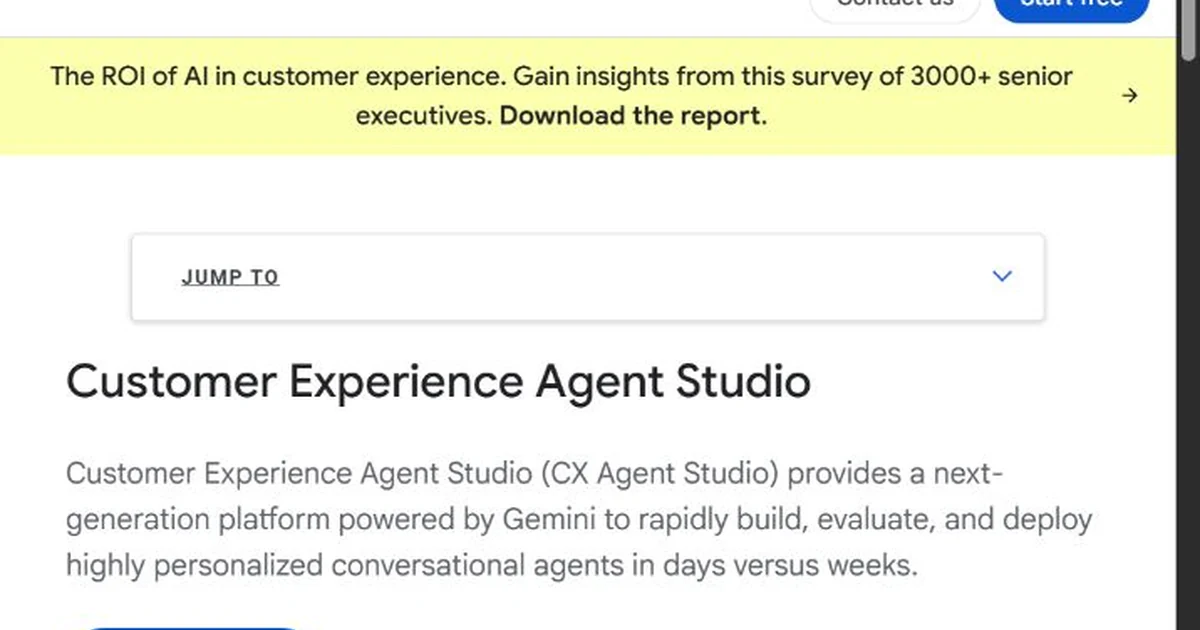 Google Cloud Dialogflow CX homepage showing conversational AI agent building