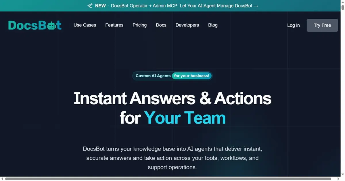 DocsBot AI source management interface for training a documentation chatbot