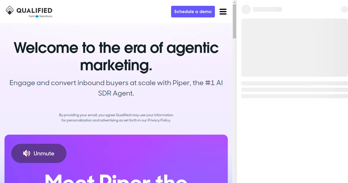 Qualified AI pipeline platform showing visitor intelligence and meeting booking for B2B teams