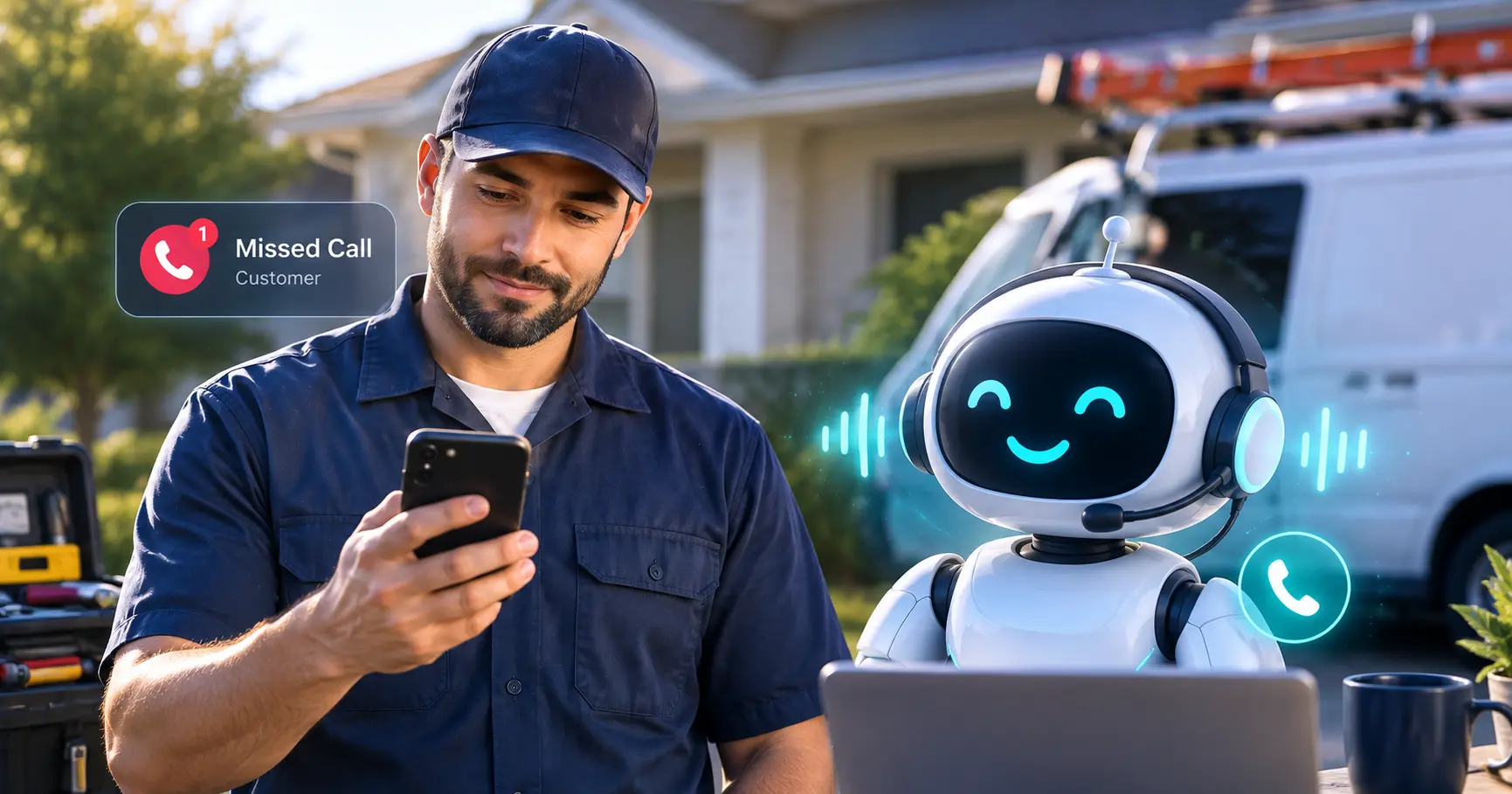 AI receptionist for home services capturing missed calls and job requests