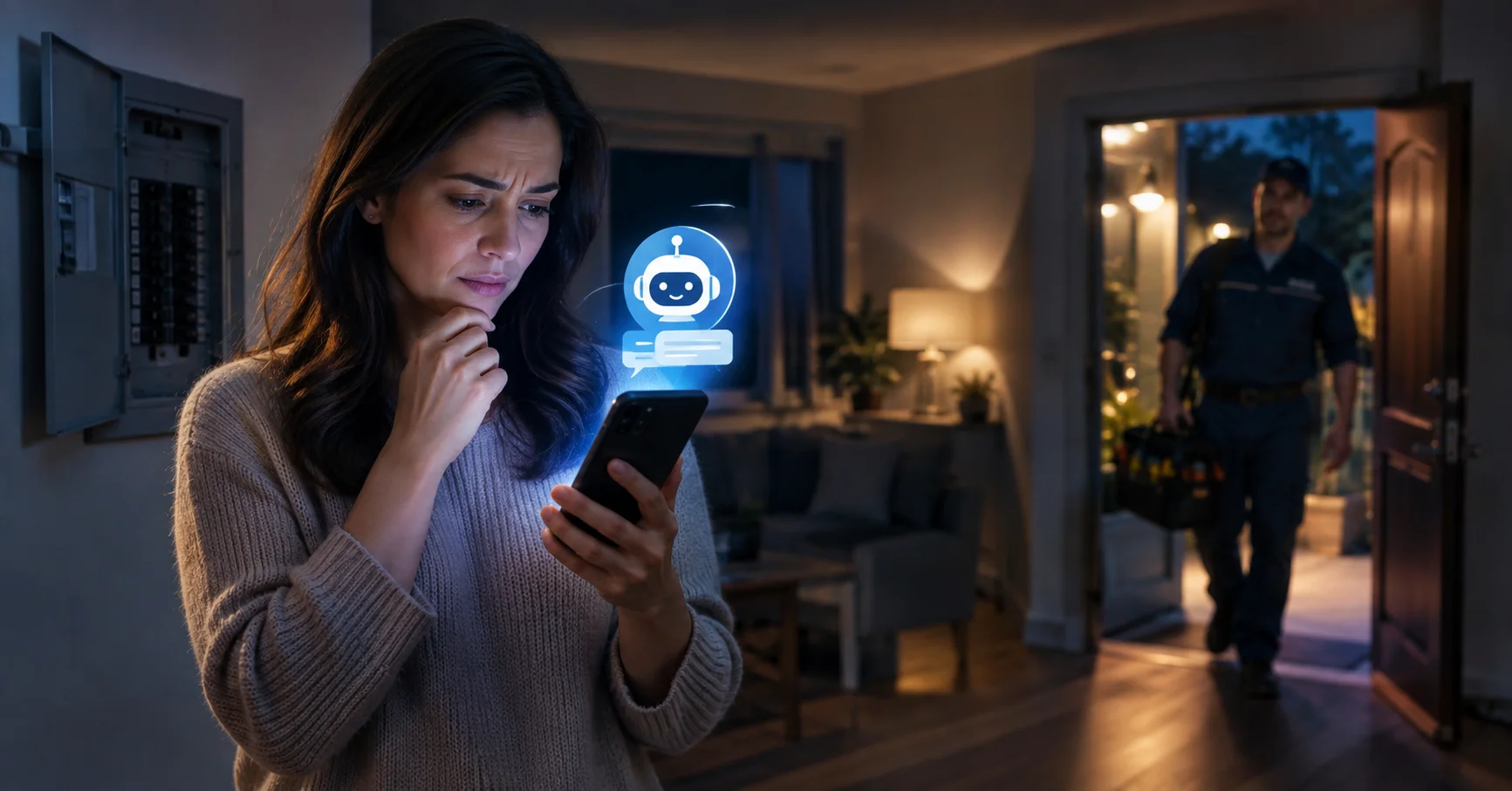 Emergency electrician chatbot capturing after-hours electrical leads 24/7