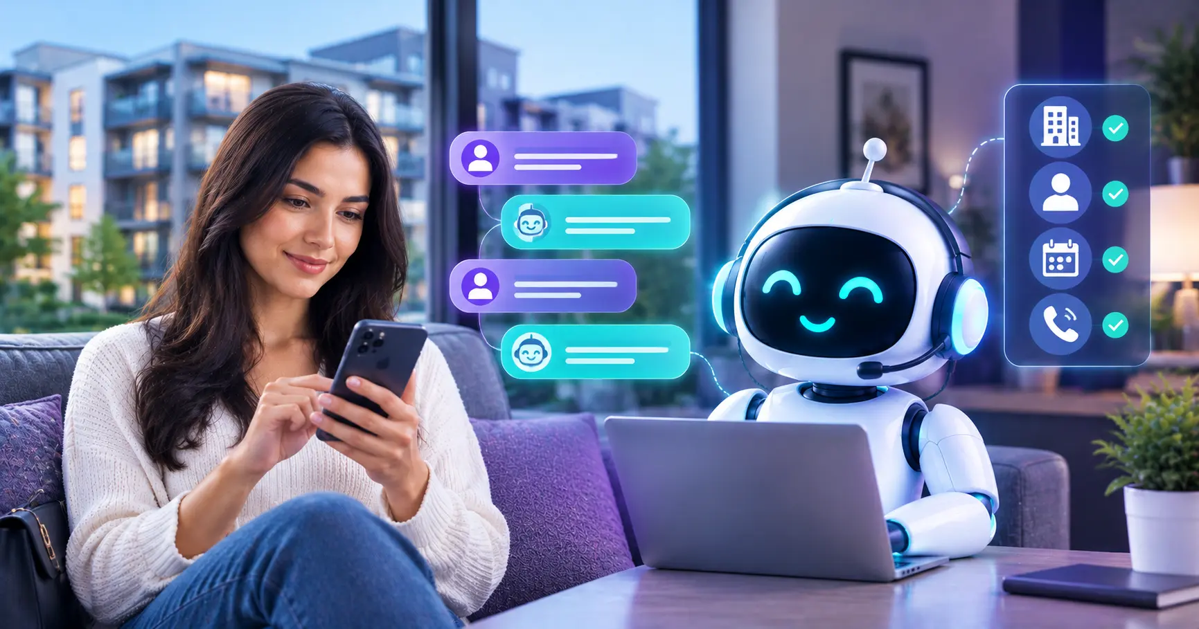 AI chatbot qualifying apartment leads with move-in, bedroom and tour questions
