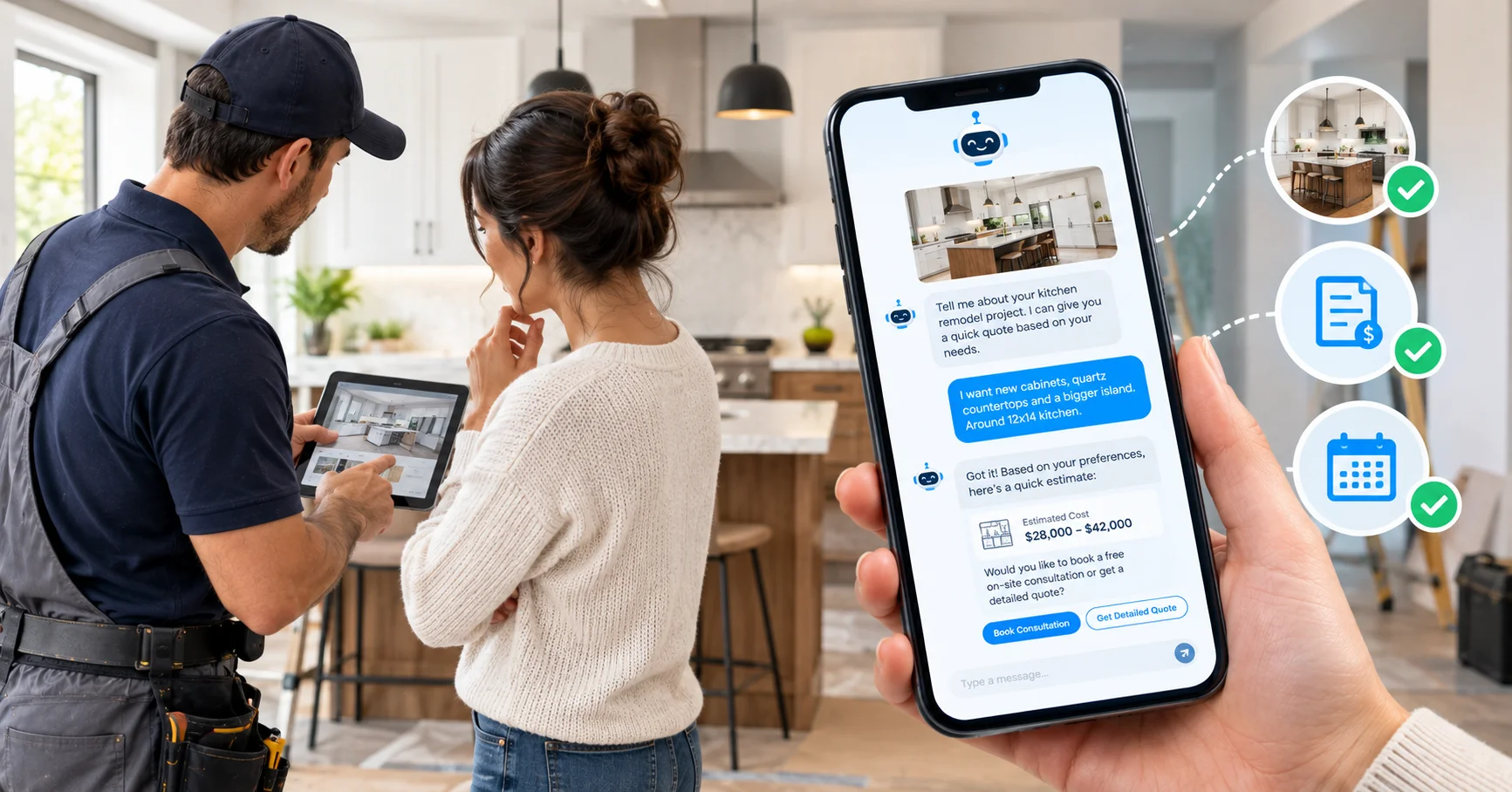 AI chatbot qualifying kitchen remodel leads