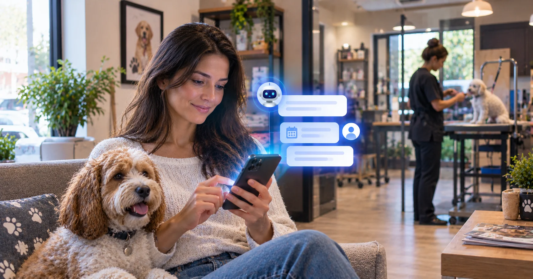 Pet grooming booking chatbot capturing dog grooming appointment requests
