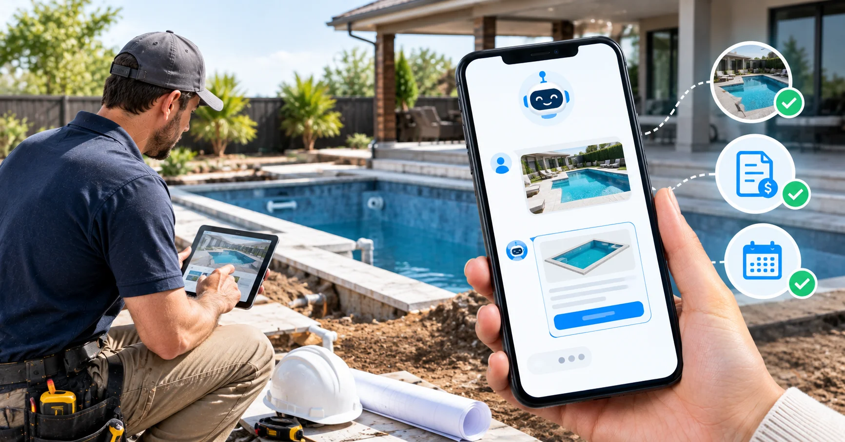 Pool builder estimate chatbot qualifying high-budget pool leads