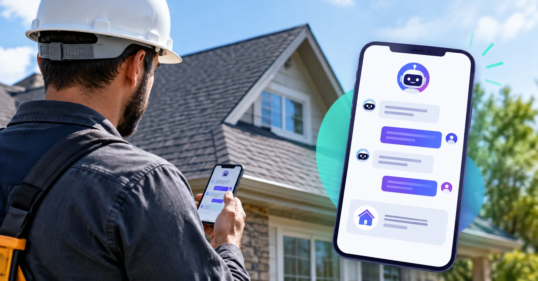 Roofing instant estimate chatbot giving a homeowner a price range