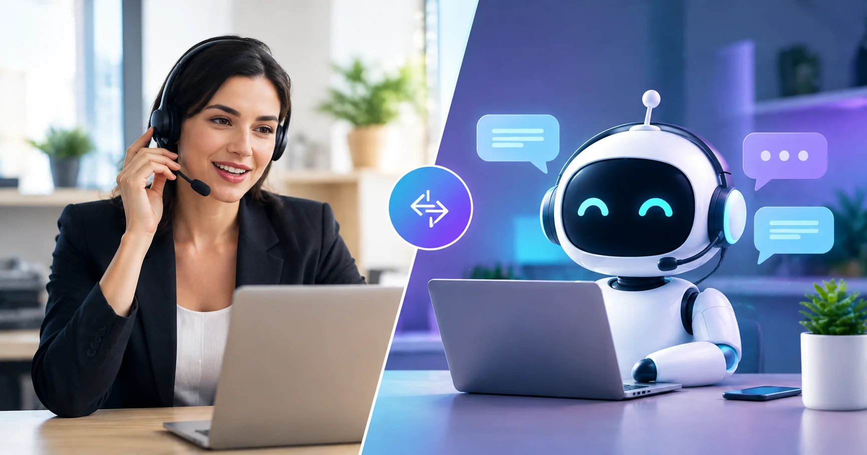 Virtual receptionist compared with an AI chatbot for business