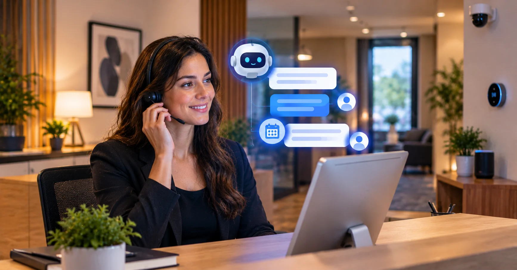 AI phone receptionist answering a business call and capturing an appointment request